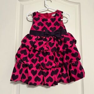 Pink Heart Patterned Kids Dress